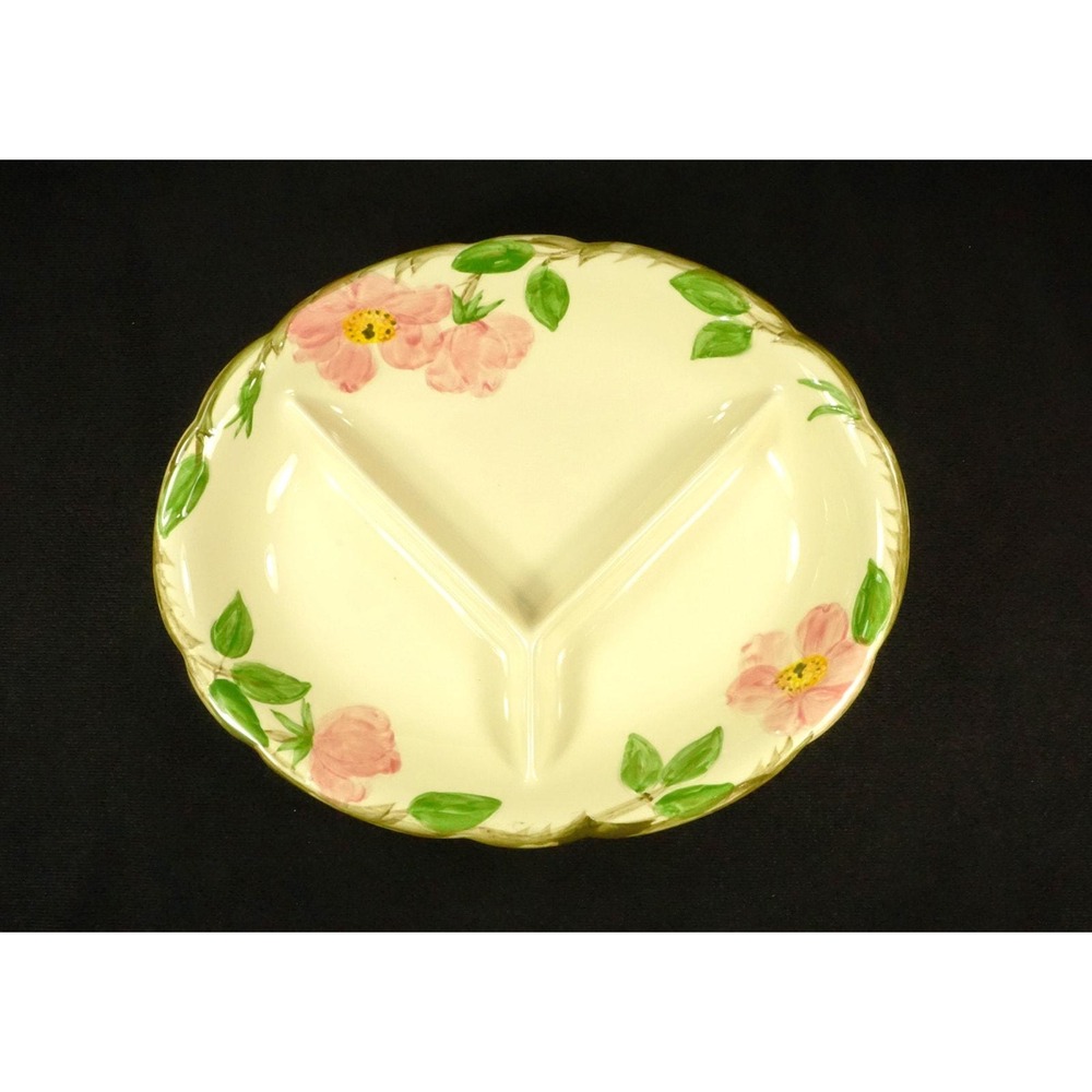 Franciscan Desert Rose Divided Child's Plate 3 Sections USA Stamp Vtg 1964 RARE